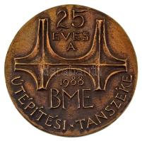 Tóth Sándor (1933-2019) 1988. "25 éves a BME Útépítési tanszéke" kétoldalas, öntött bronz plakett (94mm) T:AU