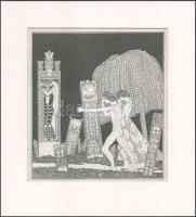 Kozma Lajos (1884-1948): Sírok. Nyomat, papír, jelzés nélkül, paszpartuban, 22×20 cm