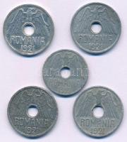 Románia 1921. 25b Al + 50b Al (4x, közte anyaghibás) T:AU-F Romania 1921. 25 Bani Al + 50 Bani Al (4x, within material error) C:AU-F