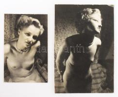 cca 1960, 2 darab megvágott akt fotó, 9x6 cm alatt