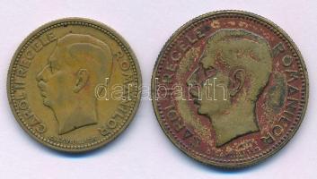 Románia 1930KN 10L Ni-sárgaréz "I. Mihály" Kings Norton, Birmingham + 1930H 20L Ni-sárgaré...