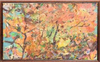 Szinte Gábor (1928-2012): Színes kép. Olaj, fa, jelzett. Sarkaiban kissé sérült. Fakeretben, 30×50 cm