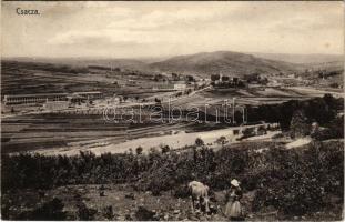 1910 Csaca, Csacza, Cadca, Catca; látkép, vasútállomás. Feitzinger Ede No. 805 L / general view, railway station (EK)