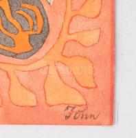 John jelzéssel: Organikus formák. Akvarell, papír. Kartonra kasírozva, 24×19,5 cm