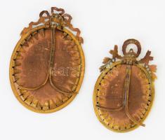 2 darab szecessziós réz támasztható képkeret, m: 7-8 cm