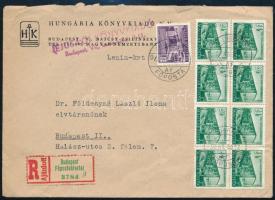 1952 Helyi ajánlott levél Épületek 10f + 8 x 20f bélyeggel "BUDAPEST / FŐPOSTA"