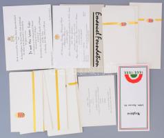 1983-1998 Dr. Fodor István (1945-) állatorvos, politikus, a harmadik magyar köztársaság 1. országgyűlési elnökének szóló meghívók, 17 db. Köztük II. Erzsébet tiszteletére fogadás (Néprajzi Múzeum), Német Szövetségi Köztársaság elnöke tiszteletére adott hangverseny (MTA), Emanuel Foundation gála vacsora (benne menűsorral és programfüzettel) meghívói, valamint közte 12 nemzeti kiscímerrel díszített állami meghívó. (Egyikben sincs aláírás!)