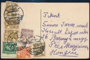 1928 Képeslap Pozsonyból magyar-csehszlovák vegyes bérmentesítéssel Pécsre küldve