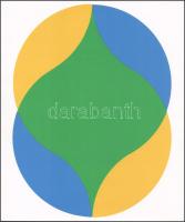 Fajó János (1937-2018): Kompozíció (cím nélkül), 1975. Szitanyomat, karton. Jelzés nélkül. Fajó János a Kultúrális Kapcsolatok Intézetében (K.K.I.) rendezett kiállítására, 1975-ben megjelent mappájából 34,5x29 cm.