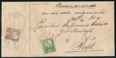 1873 Helyi ajánlott levél Réznyomat 3kr + 5kr bélyeggel "BUDA 2K LEV. GYÜJDE / IND." (Gudlin 700p)