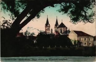 1916 Temesvár, Timisoara; Gyárváros, Béga részlet és Millennium templom / Bega riverside, church (EK)