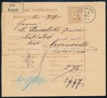 1883 Postai utánvételes szállítólevél 5kr illetékjeggyel "KÉSMÁRK" - "CZERNOWITZ"