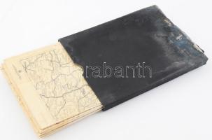 ca 1910 Poroszország, Lengyel és orosz területek nagy méretű orosz nyelvű térképe. Vászonra kasírozva. Foltos, ázott egy helyütt. Sérült kiadói tékában 100x140 cm