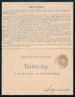 1893 31kr díjjegyes távirat-lap 2 x 3kr kiegészítéssel "NAGY-KÜRÜ" - "FEGYVERNEK"...