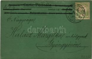 1902 Szecessziós hölgy művészlap, ragasztott / Art Nouveau lady postcard (EK)