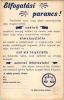 Elfogatási parancs! Humoros képeslap hanyag levélírásért. Biró A. kiadása / Humorous motive card arrest warrant for negligent letter writing (EK)