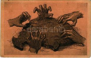 1921 A rablók kezei. Kiadja a "Szózat" Magyarország Területi Épségének Védelmi Ligájának napilapja / "The hands of robbers" Hungarian irredenta propaganda, Trianon s: Helbing Aranka (EK)