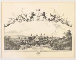 Gyöngyös városa nyugatról tekintve. Litográfia után készült ofszet nyomat. 24x28 cm Paszpartuban