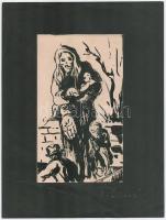 Pleidell jelzéssel: Koldus. Tus, papír, kartonon jelezve jobbra lent a kartonon. 24x13 cm