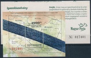 1999 Napfogyatkozás blokk a hozzá tartozó azonos sorszámú nyeremény szelvénnyel. Nagyon ritka, mert kevés ideig adták ki és rengeteg megsemmisült!