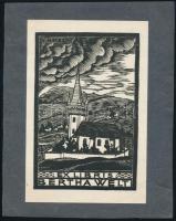Román jelzéssel: Erdély, Ex libris Bertha Welt, fametszet, papír, kartonra ragasztva, 18×12 cm