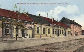 Fehértemplom Vendelin street the tobacco shop and hotel of Haller