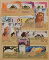 Ázsia állat motívum bélyegek, benne teljes sorok összesen 347 db bélyeg, 16 lapos közepes berakóban