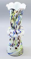 Murano anyagában színezett tejüveg váza, jelzés nélkül, hibátlan, m: 36,5 cm