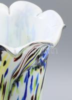 Murano anyagában színezett tejüveg váza, jelzés nélkül, hibátlan, m: 36,5 cm