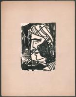 Jelzés nélkül: Arc. Tus, papír, 16x11 cm Kartonon