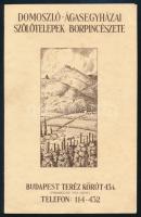 cca 1936 A Domoszló-Ágasegyházai Szőlőtelepek Borpincészete rajzokkal illusztrált árlapja, jó állapotban, 4p