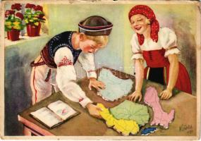 Szathmáry István: Ma csak gyerekjáték, holnap szent igazság: Az Isten remekét újból összerakják! Kiadja a Magyar Nemzeti Szövetség, Magyar Földrajzi Intézet rt. / Hungarian irredenta propaganda, Trianon s: Köves (gyűrődések / creases)