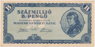 1946. 100.000.000BP T:F kis folt, egyébként szép papír Adamo P39, Krause P#136