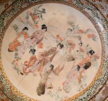 Tál. Japán, Meidzsi-kor, cca 1890-1910, sérült, d: 15 cm