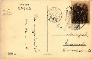 1938 Kassa, Kosice; Hernád folyó és a Jakab palota, színház, villamos, székesegyház / Hernád s Jakob...