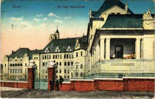 1914 Lőcse, Levoca; Kir. katolikus főgimnázium. Braun Fülöp kiadása / Catholic grammar school + "LŐCSE PÁLYAUDVAR LEVÉLFELADÁS" (EB)