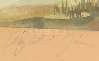 Árvay Zoltán János / Árvay Zolta (1949-) Este a Dunán. Akvarell, papír, jelzett, háoldalán autográf ...