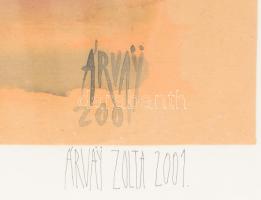 Árvay Zoltán János / Árvay Zolta (1949-) J. B úr emlékére. Akvarell, papír, jelzett, háoldalán autog...