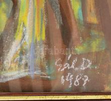 Gál Dezső (1924-2004) Dunaparti város. Tempera, papír, ,jelzett. üvegezett keretben 48x68 cm