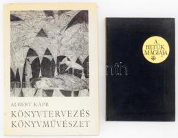 2 db könyv - Santarcangeli, Paolo: A betűk mágiája; Kapr, Albert: Könyvtervezés, könyvművészet. Egészvászon kötésben, kissé kopottas állapotban.