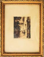 Gimes Lajos (1886-1945): Velence 2 db rézkarc. papír, 8x9 cm, 25x18 cm