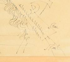 Szász Endre (1926-2003): Női portré, Tus, papír , jelzett, 20x28 cm Üvegezett keretben