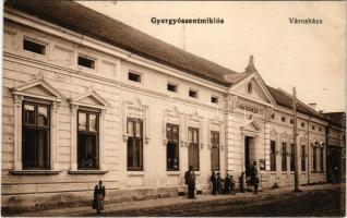1916 Gyergyószentmiklós, Gheorgheni; Városháza / town hall + "K.u.k. Feldpostamt 283"