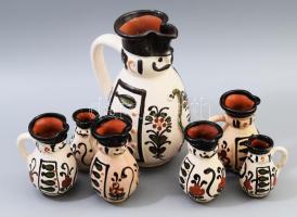 7 darabos tiszafüredi miskakancsó gyűjtemény, m: 17 cm alatt