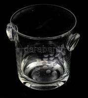 Régi kristály szőlőmosó edény, csiszolt szőlőfürt mintával, jelzés nélkül, hibátlan, m: 13,5 cm