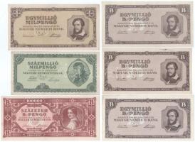 1946. 1.000.000MP + 100.000.000MP + 100.000BP + 1.000.000BP (3x) T:AU,XF, folt