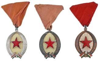 1964. "Munka Érdemrend" ezüst fokozata, ezüstözött, zománcozott és műgyantás bronz kitüntetés mellszalagon (2x) + 1985. "Munka Érdemrend" bronz fokozata, műgyantás bronz kitüntetés mellszalagon T:AU,XF