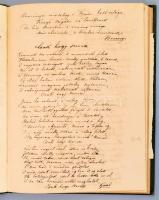 cca 1830-1850 Kézzel írt versgyűjtemény, magyar és német nyelvű bejegyzésekkel, Kisfaludy Károly, Petőfi Sándor és mások műveinek idézeteivel, összesen kb. 60 beírt oldal, kissé foltos egészvászon-kötésben