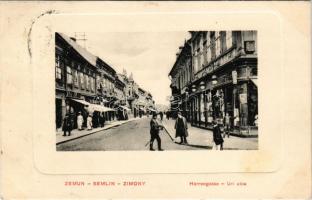 1911 Zimony, Semlin, Zemun; Herrengasse / Úri utca, üzletek. D. M. Levy kiadása / street view, shops (fl)