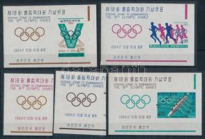 South-korea; 1964 Summer olympics blocks Mi 462-466, Dél-Korea; 1964 Nyári olimpiai játékok blokksor Mi 462-466